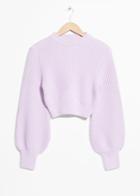 Other Stories Cropped Mock Neck Sweater - Purple