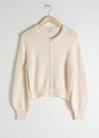 Other Stories Cropped Wool Blend Cardigan - White