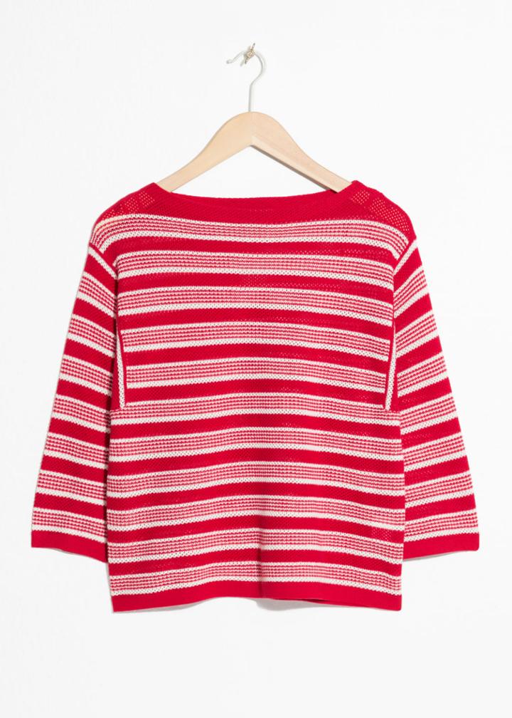 Other Stories Striped Crochet Top - Red