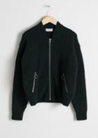 Other Stories Wool & Mohair Bomber Knit - Green