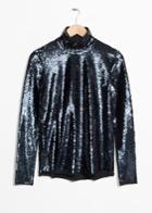 Other Stories Sequined Turtleneck Top - Blue