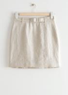 Other Stories Belted Linen Mini Skirt - Beige
