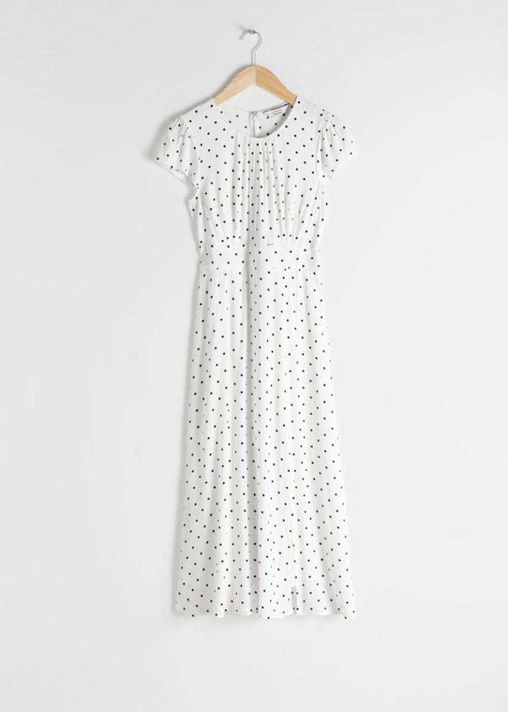 Other Stories Polka Dot Midi Dress - White