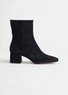 Other Stories Block Heel Leather Boots - Black
