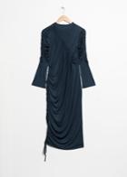 Other Stories Ruched Bell Sleeve Dress - Blue