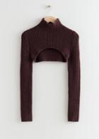 Other Stories Knitted Mock Neck Crop Top - Brown
