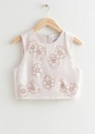 Other Stories Floral Bead Top - Beige