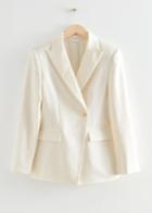 Other Stories Fitted Single-breasted Wool Blazer - White