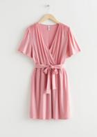 Other Stories Belted Wrap Dress - Pink