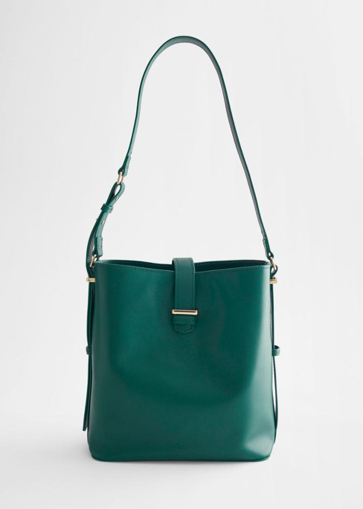 Other Stories Large Leather Shoulder Bag - Green