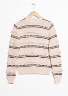 Other Stories Striped Fringe Knit Sweater - White