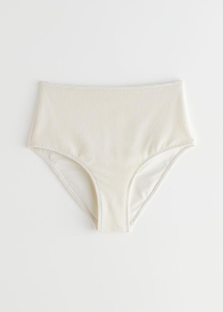 Other Stories Textured High Waist Bikini Bottoms - White