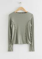 Other Stories Fitted Frilled Edge Top - Green