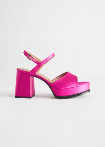 Other Stories Flared Heel Platform Sandals - Pink