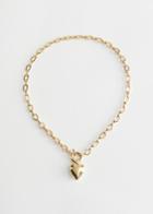 Other Stories Heart Pendant Chain Necklace - Gold