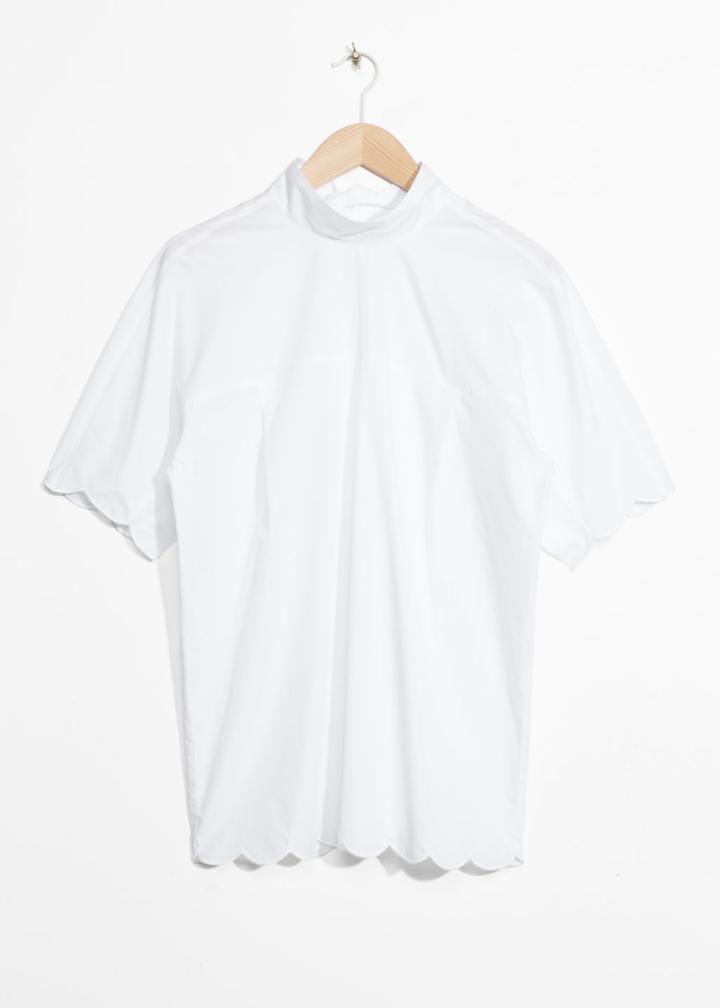 Other Stories Scallop Hem Blouse - White