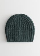 Other Stories Cable Rib Knit Beanie - Green