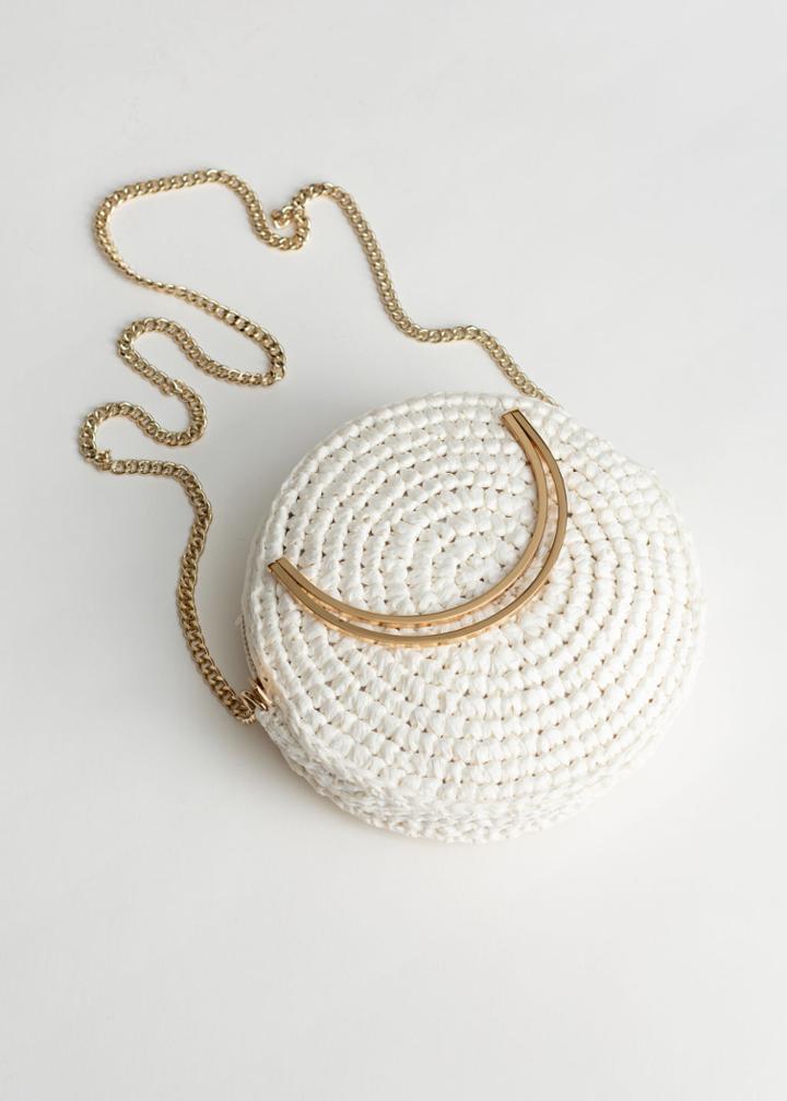 Other Stories Woven Straw Crossbody Bag - White
