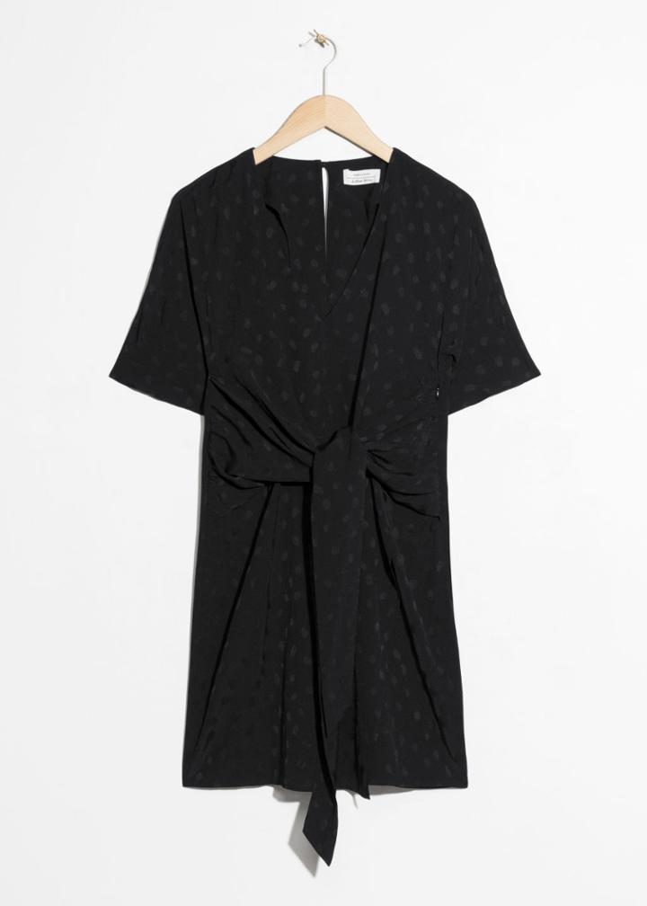 Other Stories Jacquard Twist Tie Dress - Black