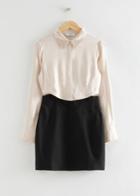 Other Stories Silk Shirt Skirt Dress - Beige