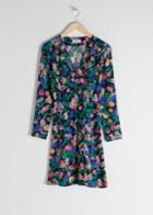 Other Stories Asymmetric Button Up Wrap Dress - Blue