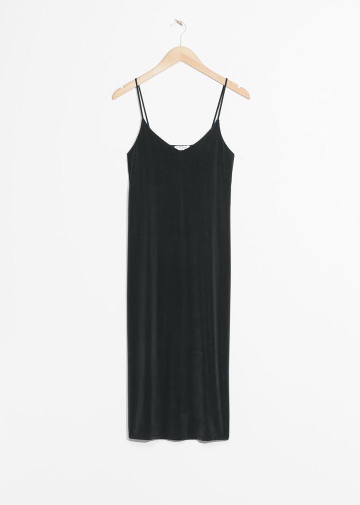 Other Stories Cami Strap Cupro Dress - Black