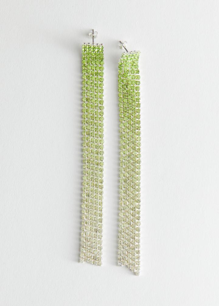 Other Stories Rhinestone Embellished Drop Earrings - Green