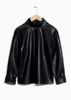 Other Stories Mock Collar Faux Leather Top
