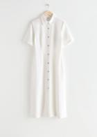 Other Stories Shell Button Shirt Midi Dress - White