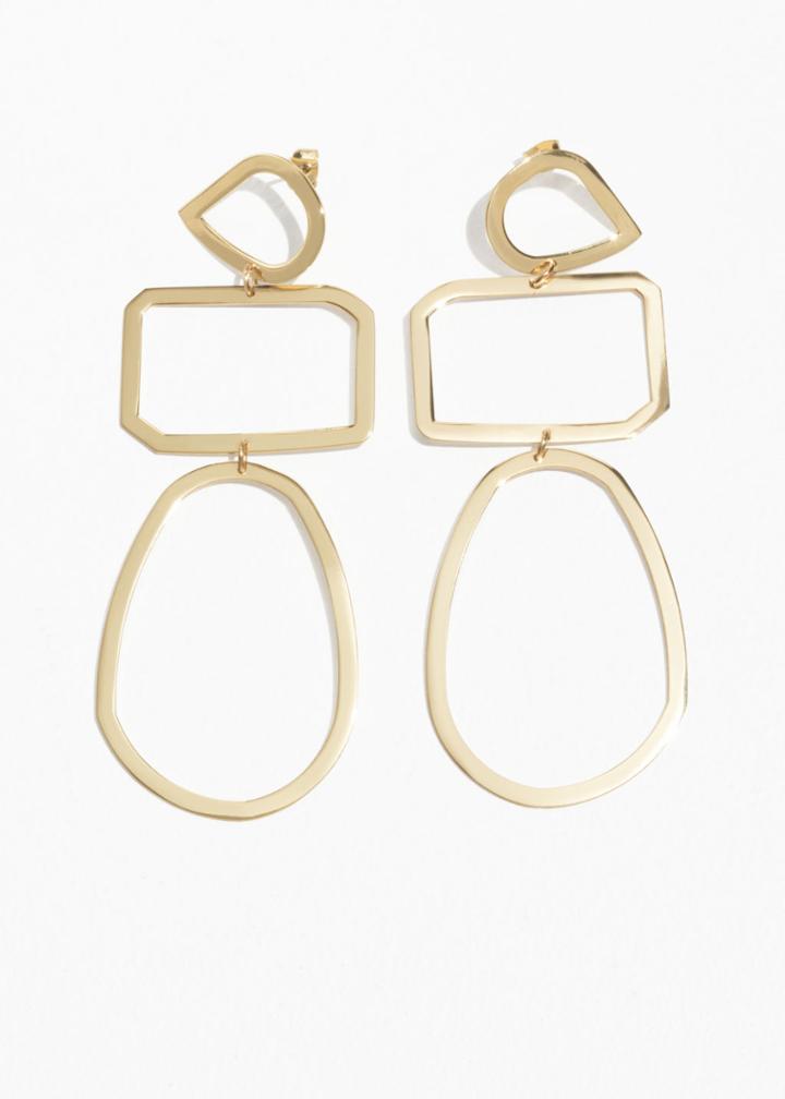 Other Stories Trio Shape Hanging Earrings - Gold