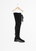 Other Stories Suede Lace-up Over Knee Boot - Black