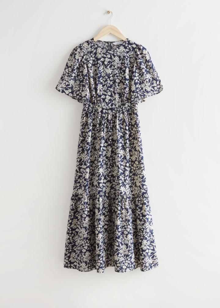 Other Stories Printed Puff Sleeve Maxi Dress - Blue