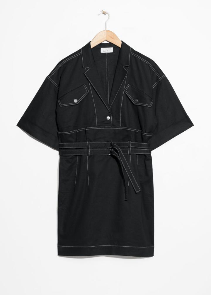 Other Stories Belted Denim Dress - Black