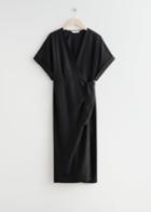 Other Stories V-cut Midi Wrap Dress - Black