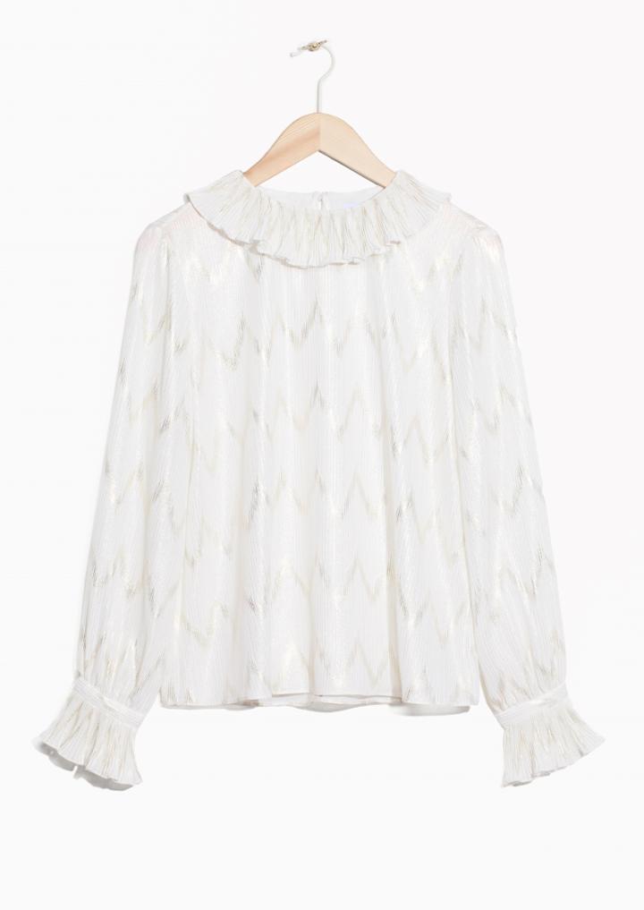 Other Stories Frill Collar Metallic Blouse
