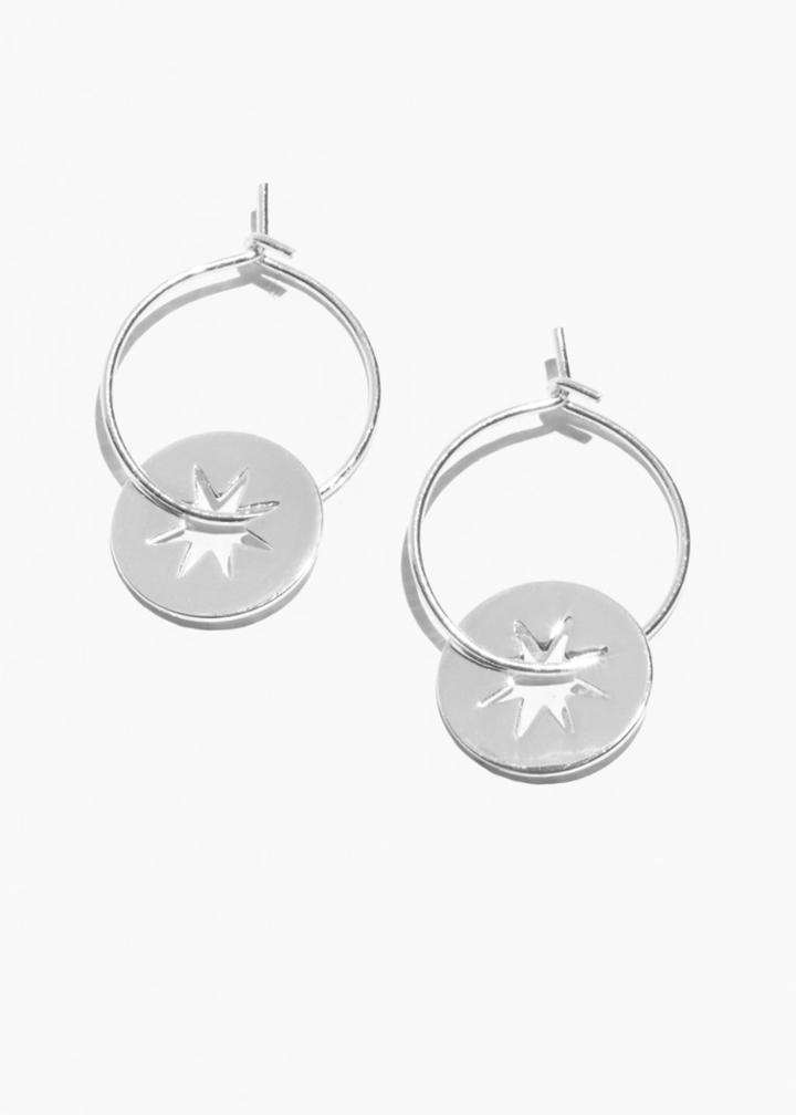 Other Stories Star Charm Hoop Earrings - Silver