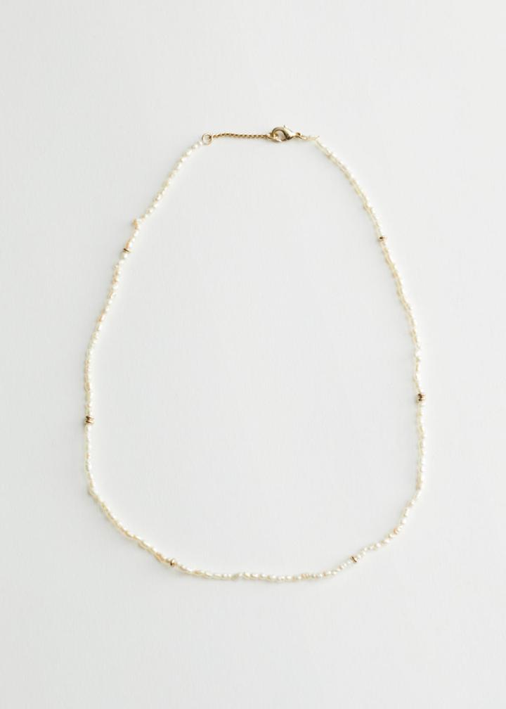 Other Stories Pearl Pendant Necklace - Gold