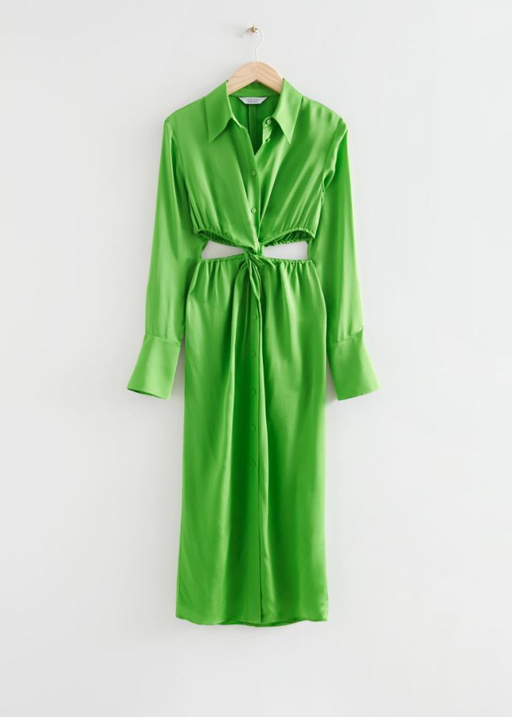 Other Stories Twisted Front Shirt Dress - Green