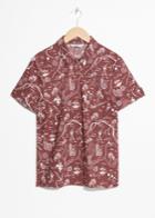 Other Stories Tropical Map Print Button Down - Orange