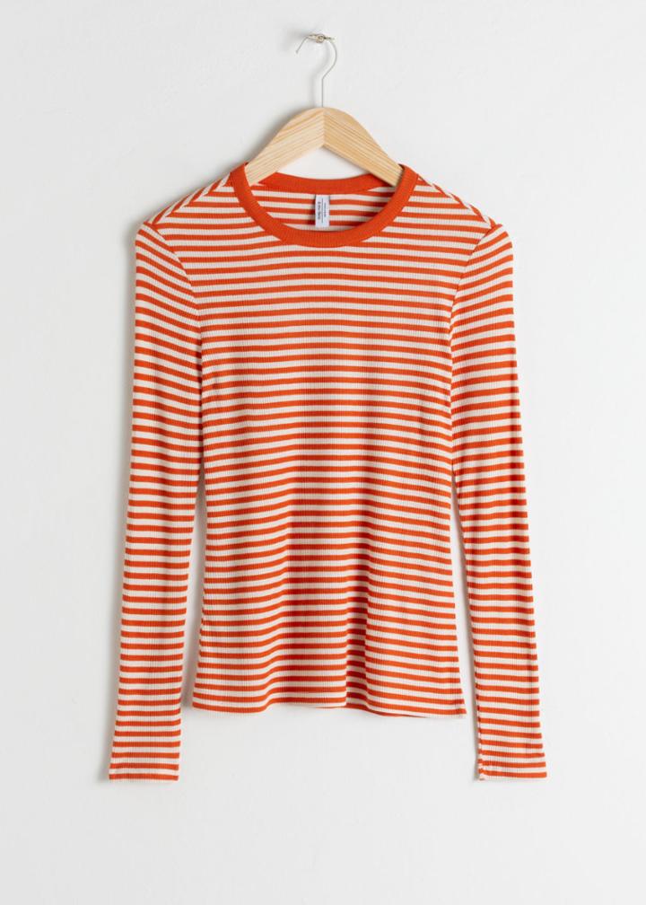 Other Stories Fitted Striped Top - Orange