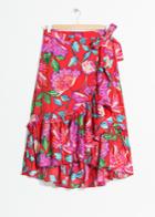 Other Stories Floral Ruffle Midi Skirt - Red