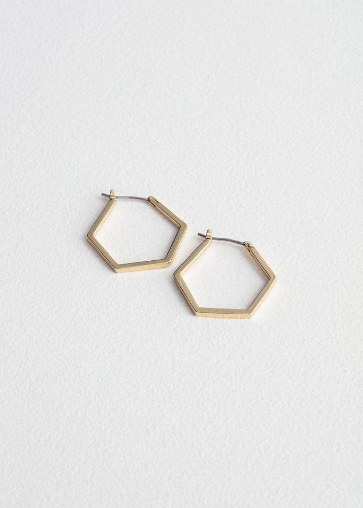 Other Stories Hexagon Hoop Earrings - Gold