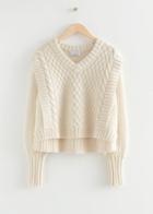 Other Stories Layered Cable Knit Sweater - White