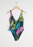 Other Stories Floral Wrap Swimsuit - Black