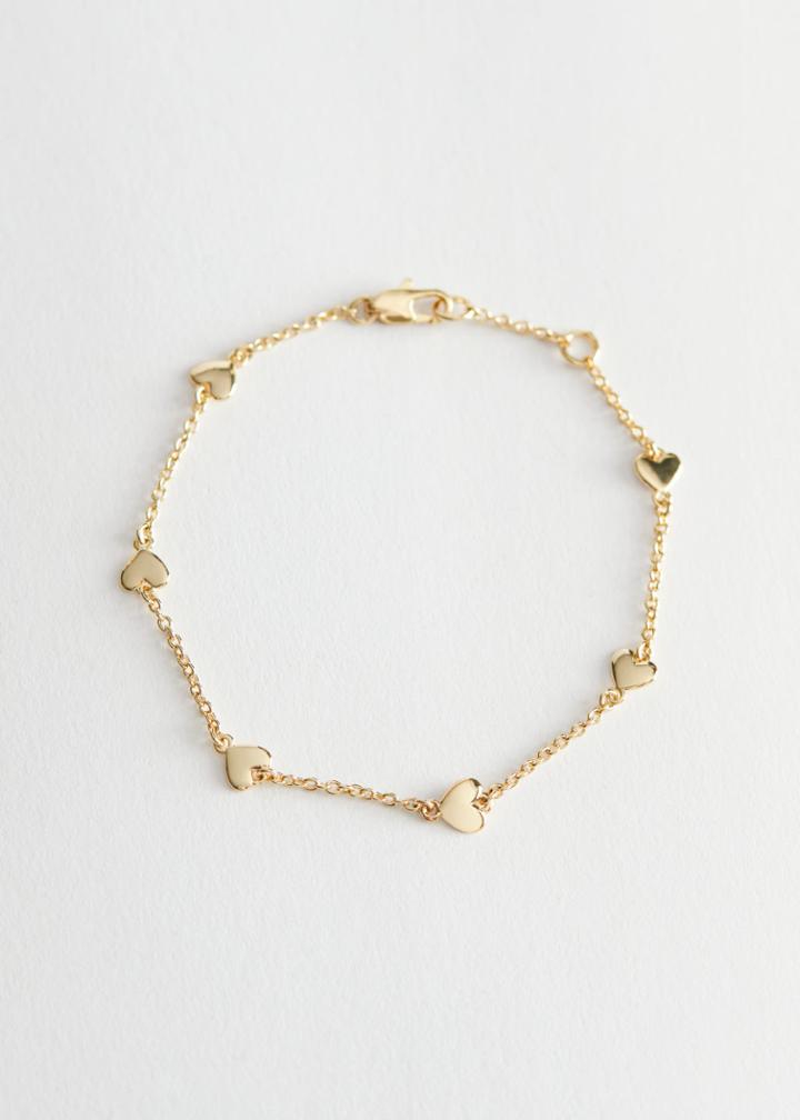 Other Stories Heart Charm Chain Bracelet - Gold