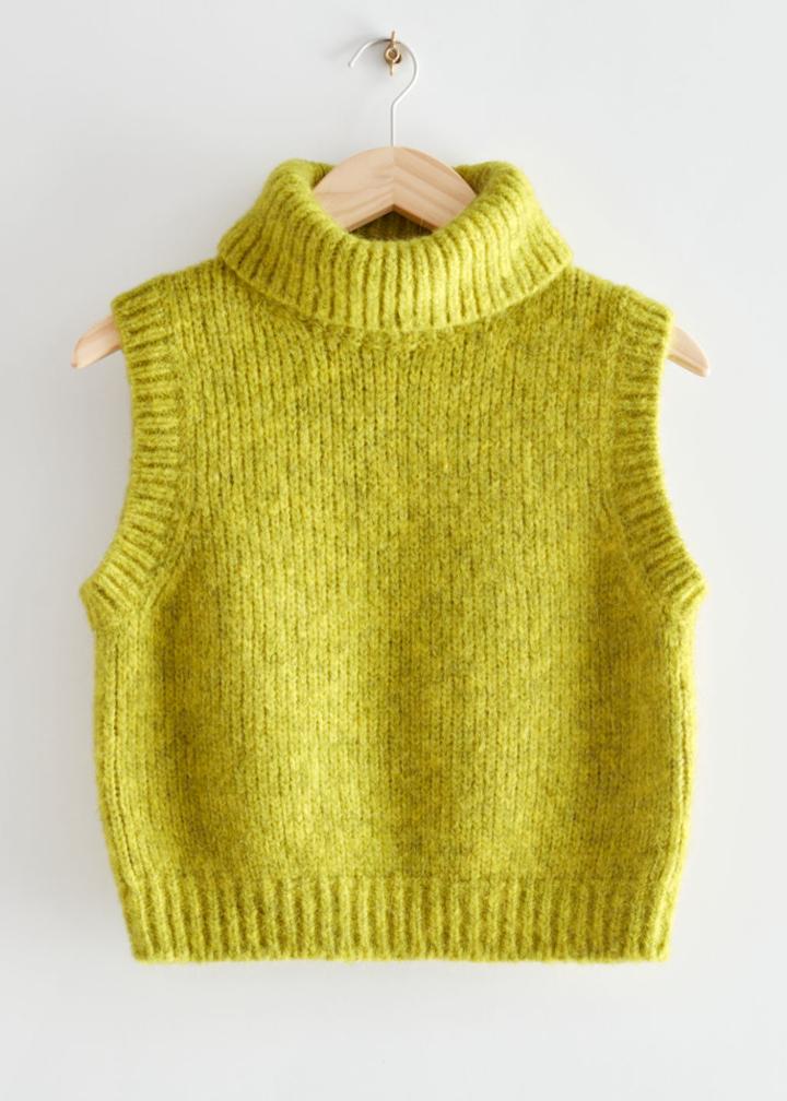 Other Stories Turtleneck Knit Vest - Green