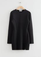 Other Stories Knitted Side Slit Mini Dress - Black