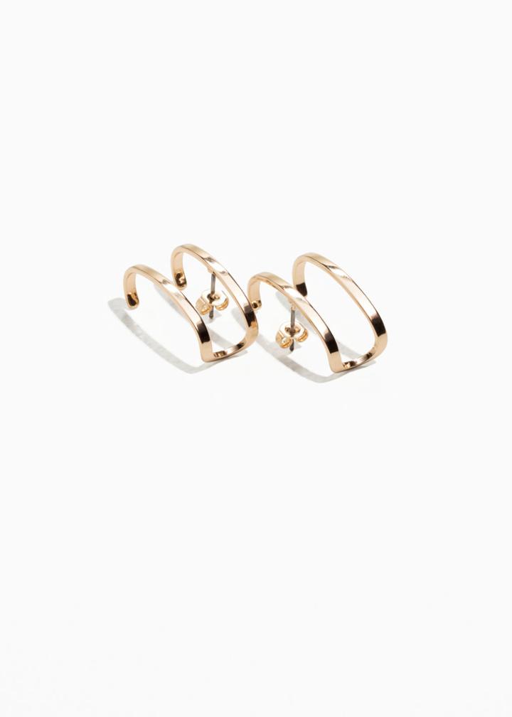 Other Stories Double Bar Earrings - Gold