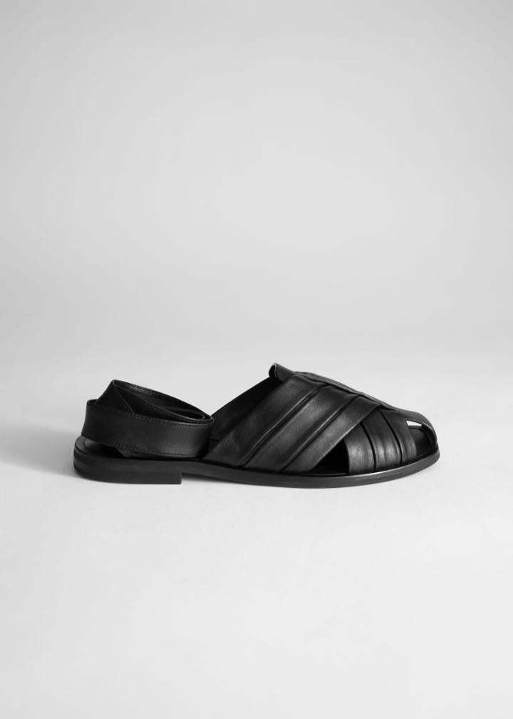 Other Stories Leather Lace Up Gladiator Sandals - Black