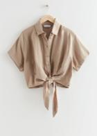 Other Stories Front Tie Linen Blouse - Beige